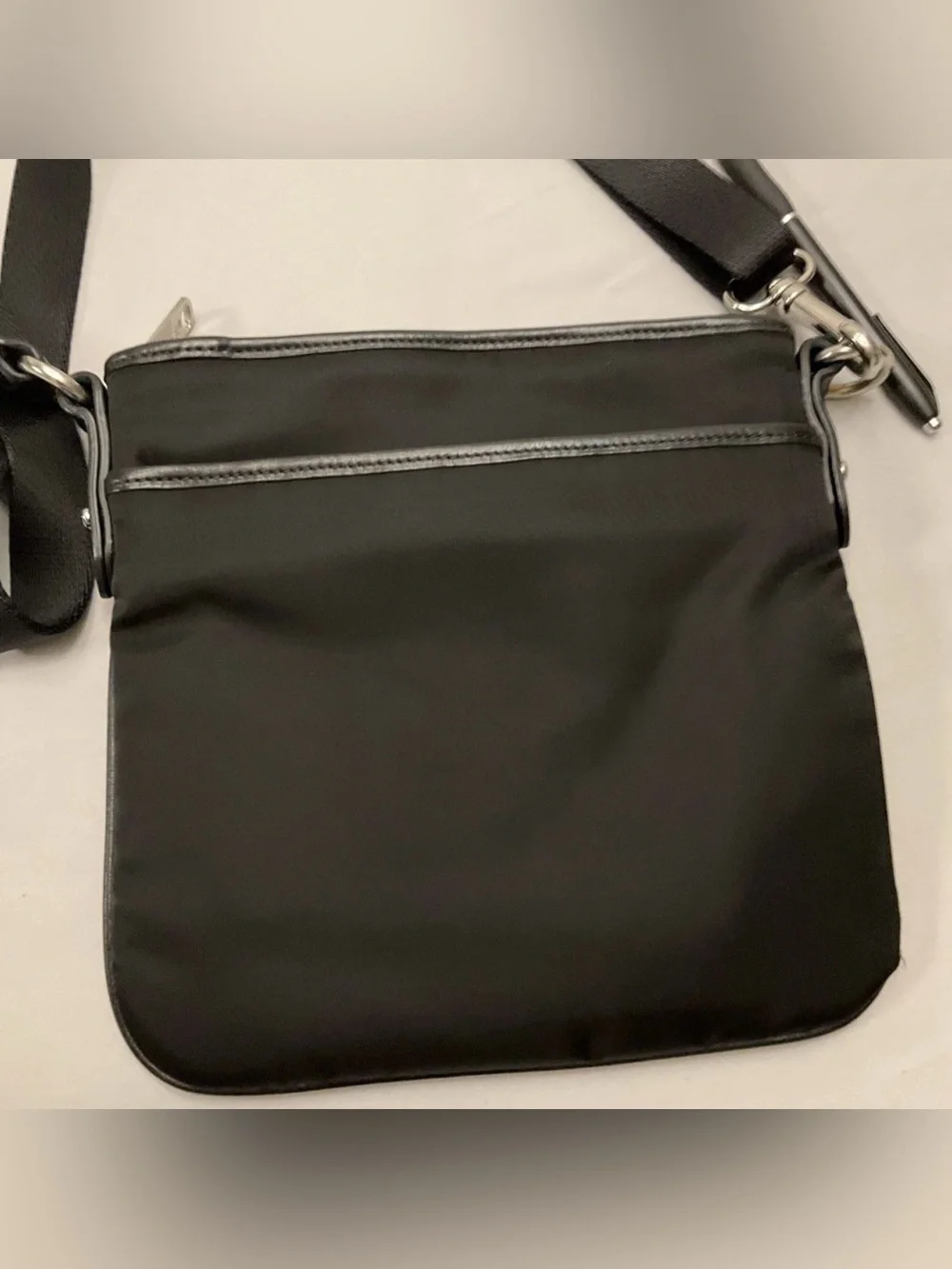Ralph Lauren Black Crossbody Zipper Closure Outside Pockets Front And Back